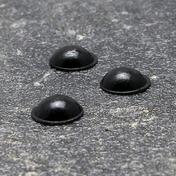 SPRINTIS 1 feuille - Amortisseurs adhésifs, hémisphère, adhésif 10 mm   noir, élastomère PU