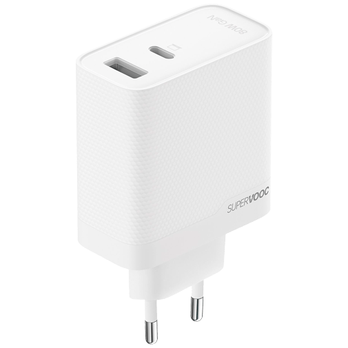 OPPO SuperVOOC USB-C + USB-A Schnellladegerät 80W Weiß