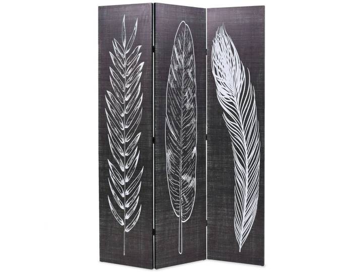 vidaXL Raumteiler Raumteiler klappbar 120 x 170 cm Federn Schwarz-Weiß, 1-tlg., Raumteiler klappbar 120x170cm Federn Schwarz Weiß Paravent Trennwand