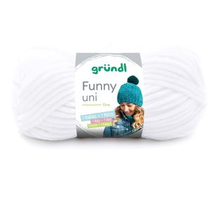 Gründl Häkelgarn 3442-01 Funny uni, weiß, 100 g / 120 m, Nadelstärke 5-6, 100% Polyester