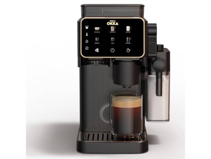 Arzum Okka Barista Compact Kaffeevollautomat, Automatische Espressomaschine In A5-Größe Mit Farbigem Touch-Bedienfeld, 15 Bar Druck Und Milk'n Take Technologie (Kupfer)