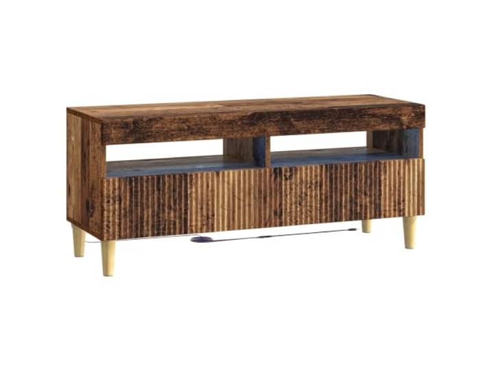 TV-Möbel mit LED aus Holz, Farbe Holz, moderner Stil Feuchtigkeitsbeständig, verstellbare LED-Leuchten, 90° umkehrbare Tür, konische Beine, Verwendung im Innenbereich