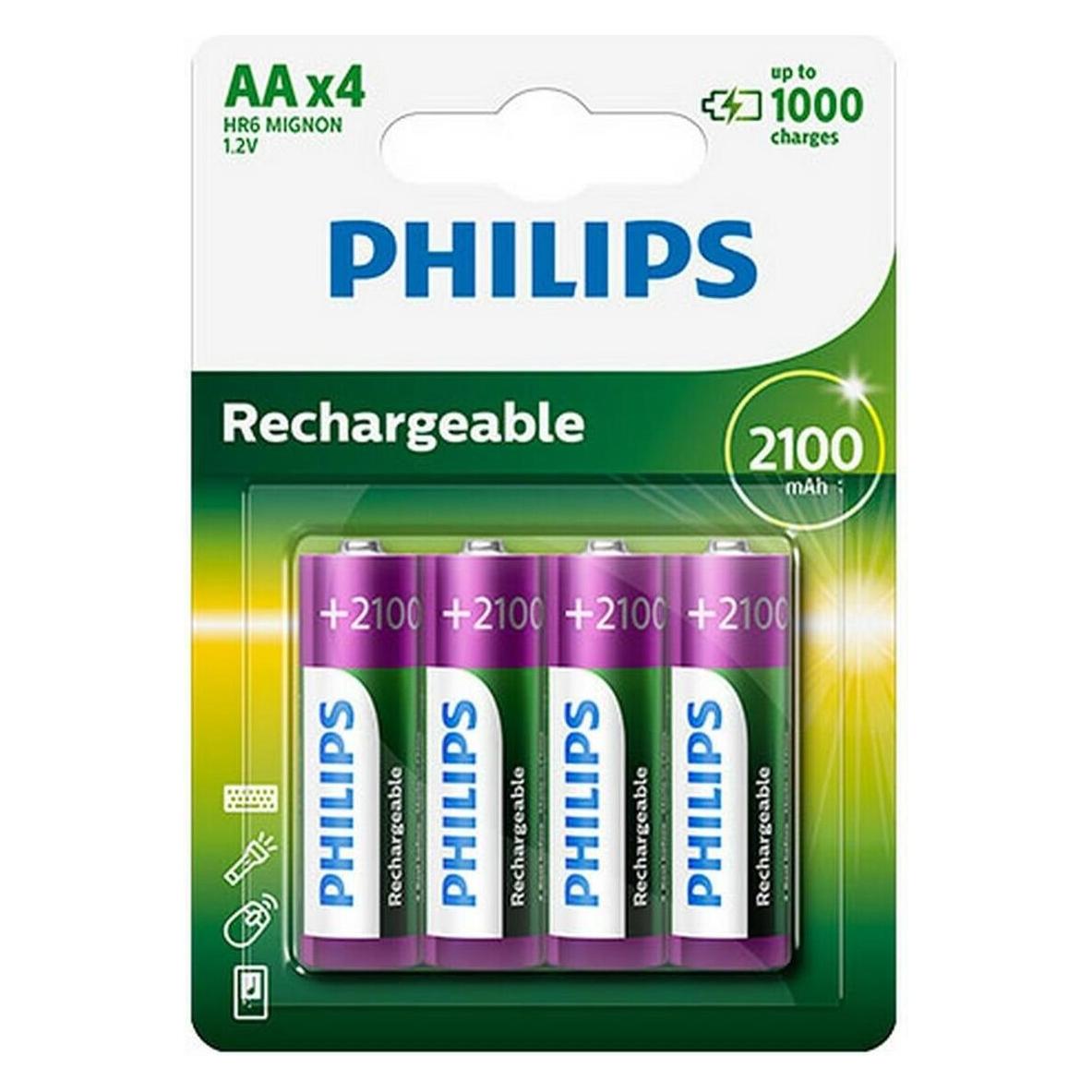 Philips Rechargeable LR6 (AA) (4 Stk., AA, 2100 mAh) (R6B4A210/10)