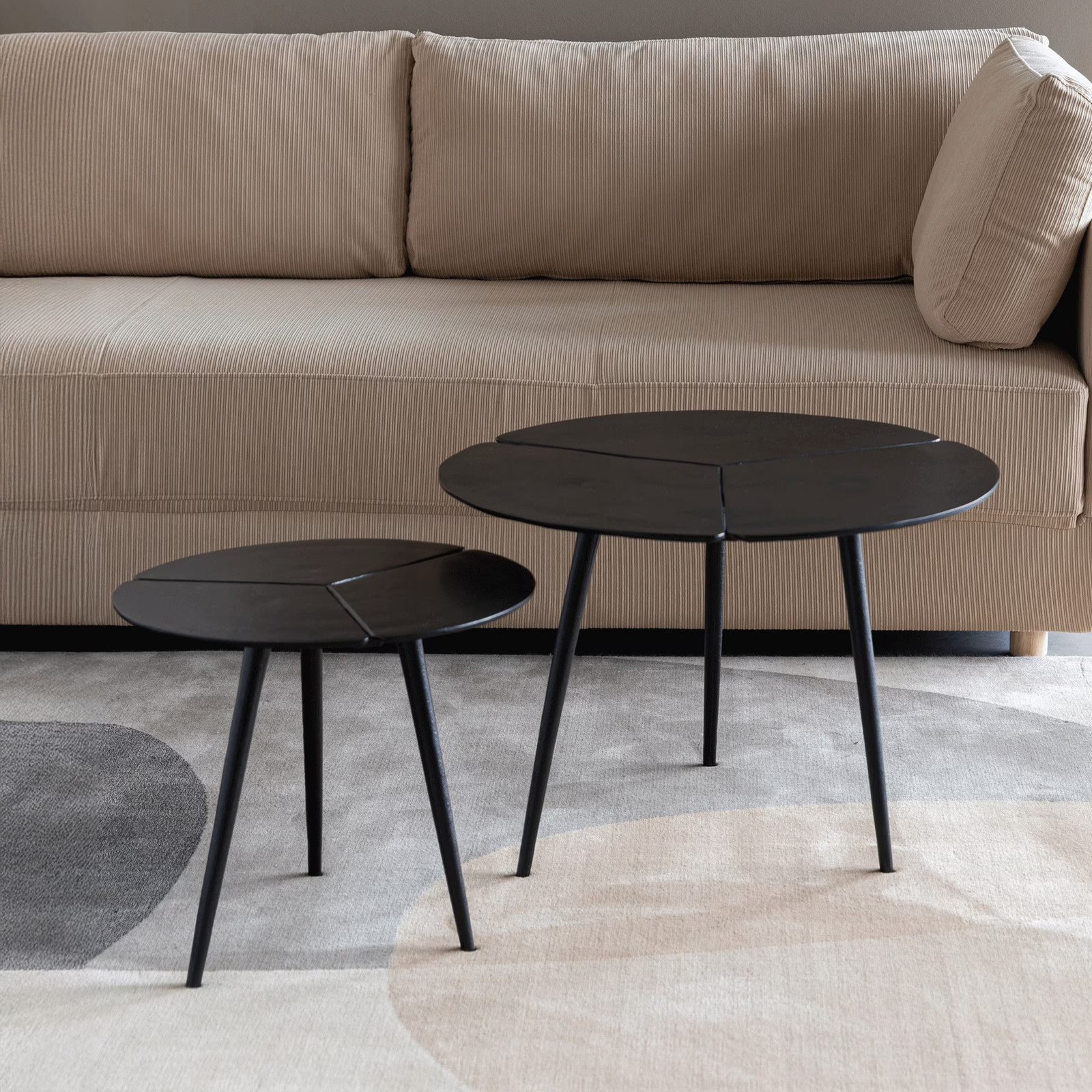 ZILT Ronde Bijzettafel Lianne Set van 2 stuks - Zwart