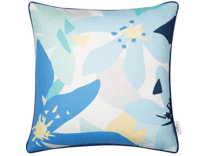 Tom Tailor Zierkissen Floral blau Polyester B 45 T 45 cm - Zierkissen