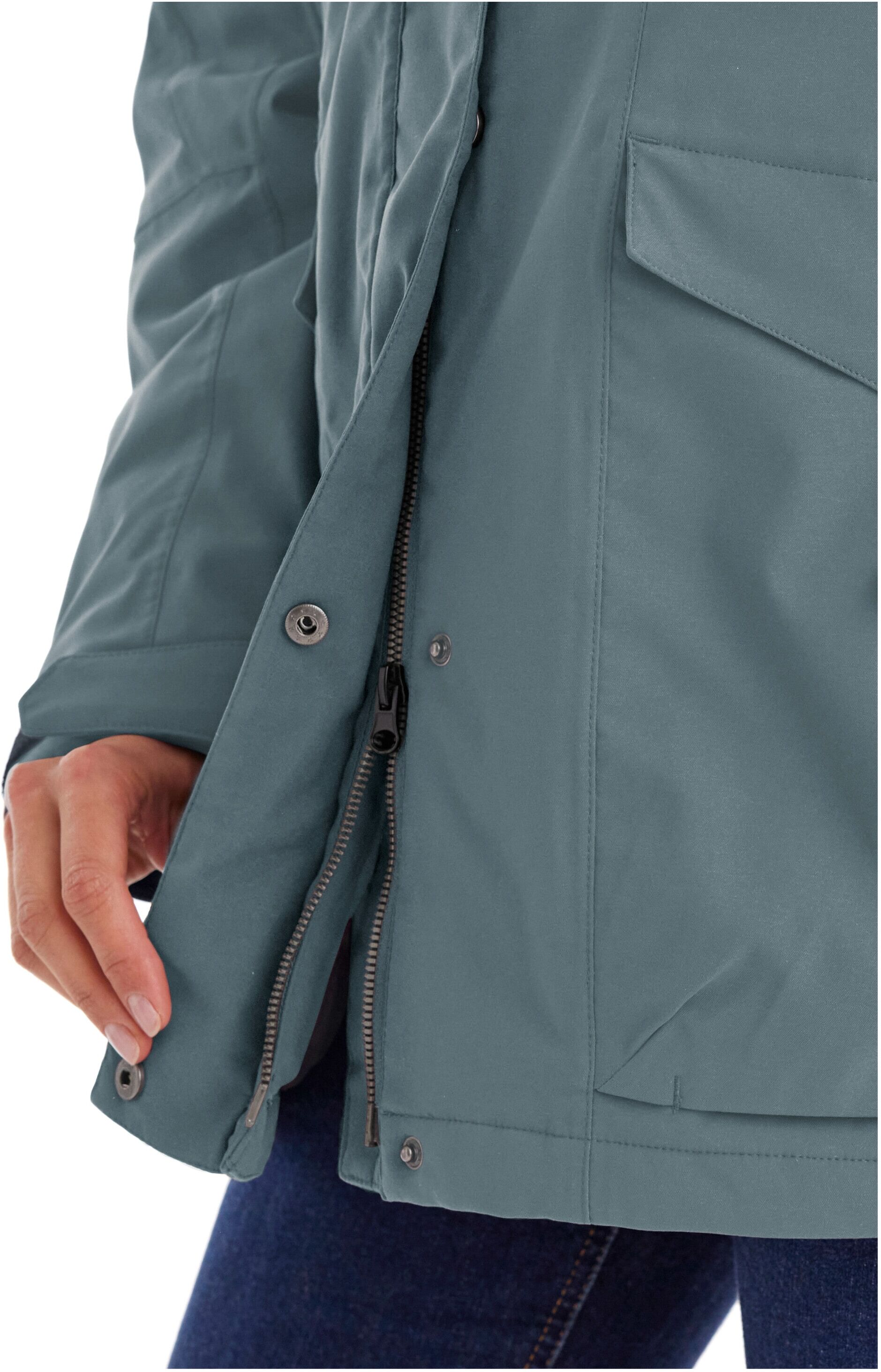 Funktionsjacke KILLTEC "Damen Jacke", Damen, Gr. 40, blau (graublau), Obermaterial: 100% Polyester.Futter: 100% Polyester.Futter 2:/ Futter 3:/ Futter 4:.Füllung: 100% Polyester, Jacken Funktionsjacke, Wasserdichte, atmungsaktive Damenjacke mit abnehmbare