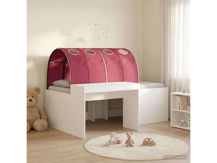 RJPLMFV Bett mit 4 Teilen, aus Holz Weiß und Rot, Lattenrost inklusive, modernes Design für Schlafzimmer