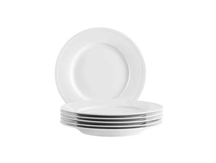 Mäser Tellerset, Weiss, Keramik, 6-teilig, rund, Geschirr, Teller