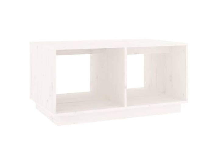 Favemtsl Couchtisch Weiß 80x50x40 cm Massivholz Kiefer mit 2 Fächern Eleganter Beistelltisch aus Kiefernholz für Wohnzimmer, bietet mit zwei Fächern und Ablage nützlichen Stauraum.