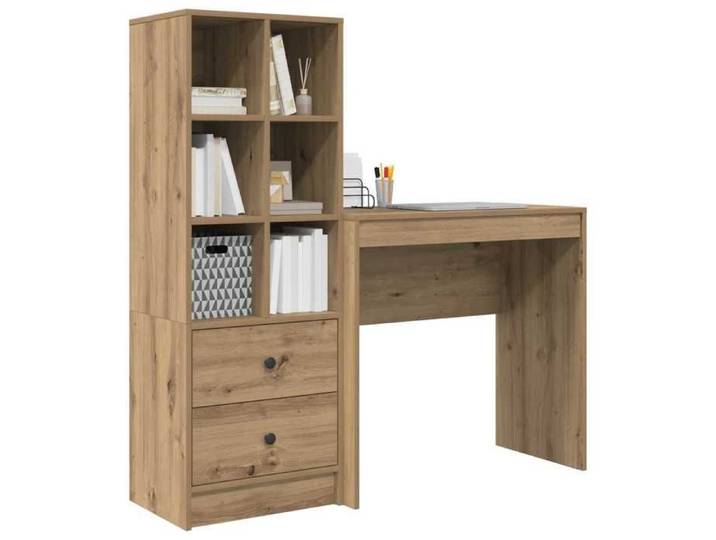 Bureau contemporain - avec tiroir avec étagère (2 pcs) - Meuble de Bureau contemporain- Chêne artisanal LV10