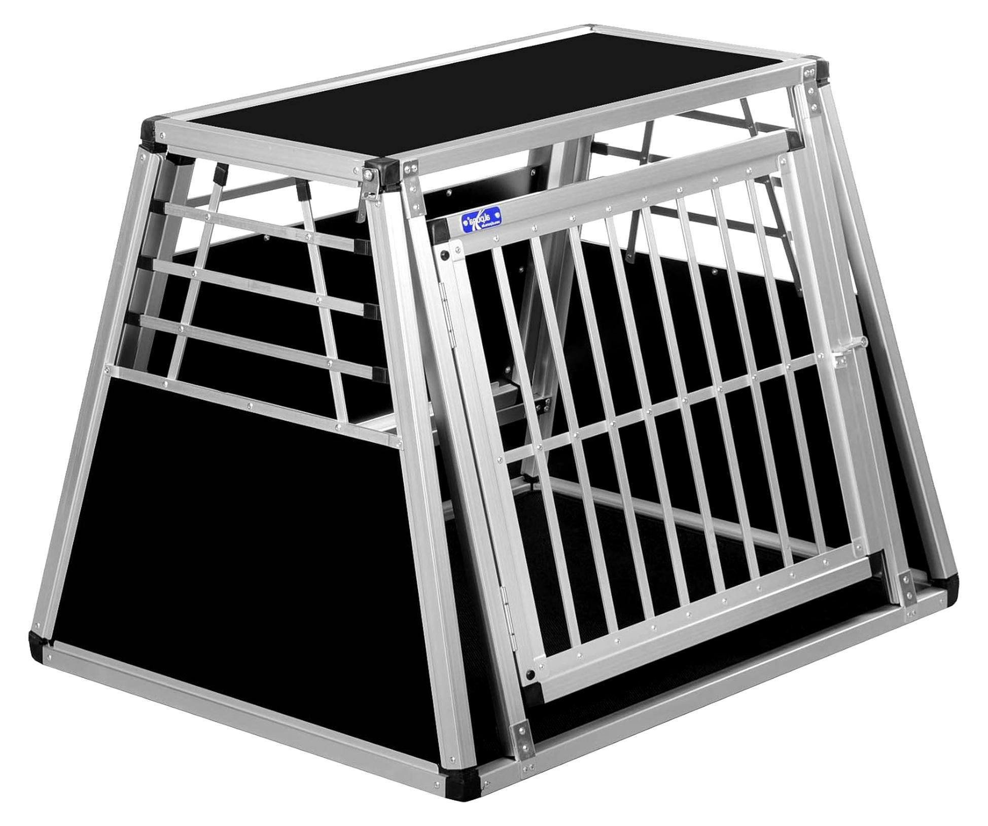 Transportbox N11 - Aluminium Hundebox 72×90×68 cm - Hundetransportbox mit Notausstieg für sicheres Reisen im Kofferraum