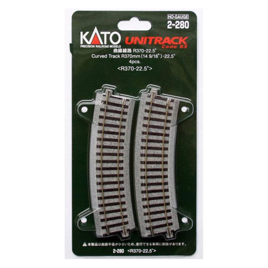 Kato H0 4er-Set Gebogenes Gleis R370-22.5° (Spur H0) (2-280)
