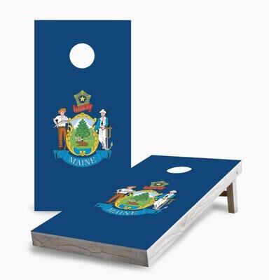Skip's Garage Maine State Flag Regulation 2x4 Cornhole Game Set
