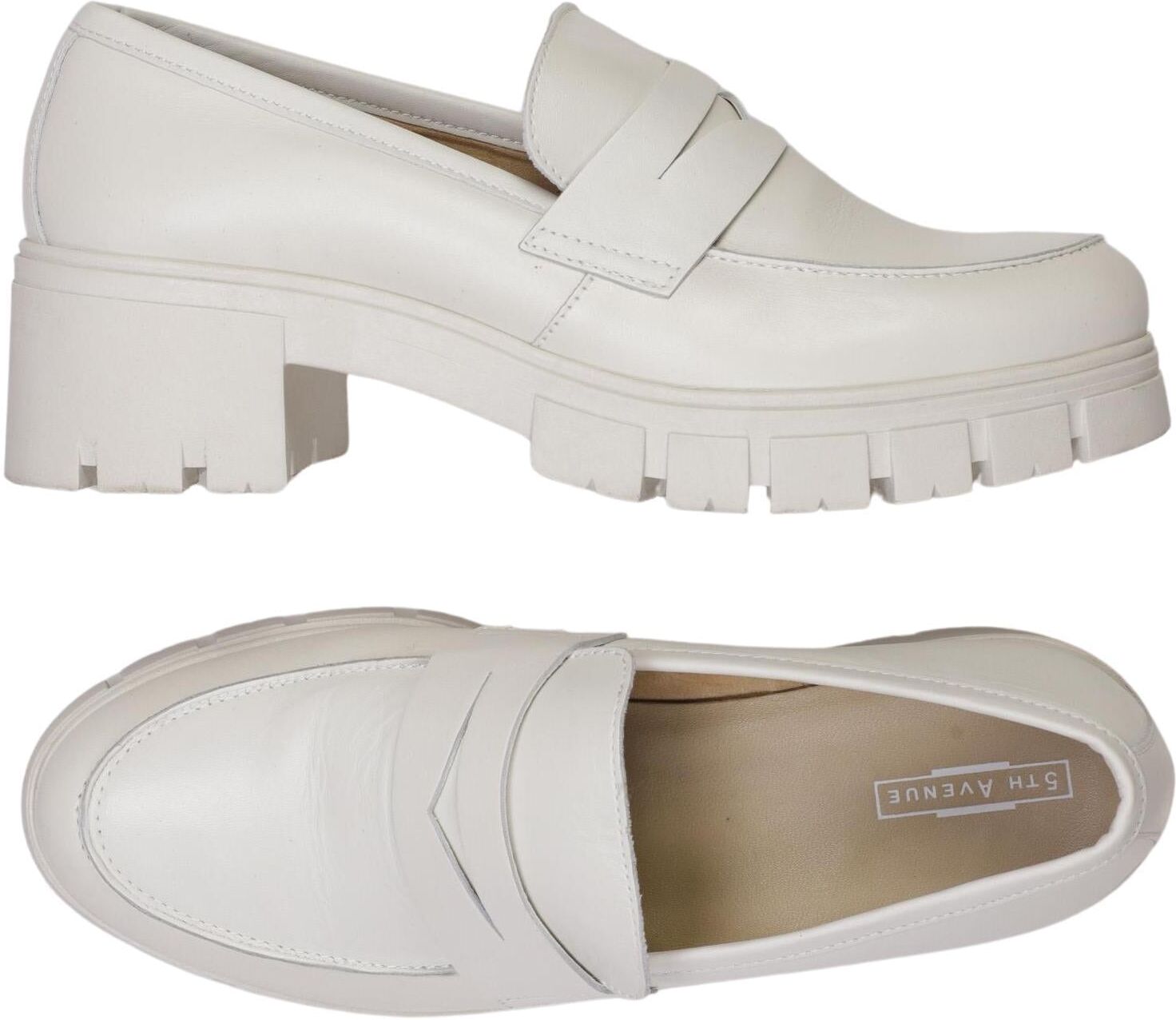 5th Avenue Damen Halbschuh, Weiß, Gr. EU 40, Leder - Second Hand