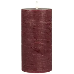 IB Laursen LED-Stumpenkerze mit warmer Flamme, Höhe 20, Ø 10 cm, dunkelrot