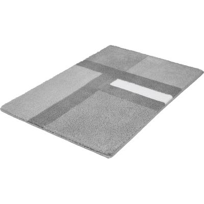 Badematte KLEINE WOLKE "»Ariana«, Badvorleger, Badezimmer Teppich", grau (kiesel), H:20mm, Polyester, Badematten, Badematte, Geometrisches Design mit kontrastierendem Mittelstreifen