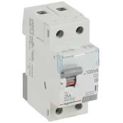 Legrand 411564 TX3 Fehlerstromschutzschalter 25A, 2-polig, 100mA, Typ A, 230VAC, 2TE