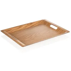 3x Non-Slip Gastro Tablett Holzoptik skandinavisches Design eckig 45,5 x 34,5 x 2,5 cm