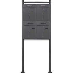 Wiltec, Briefkasten, 2x2 Briefkasten V51 Briefkastenständer anthrazit Postkasten Postbox