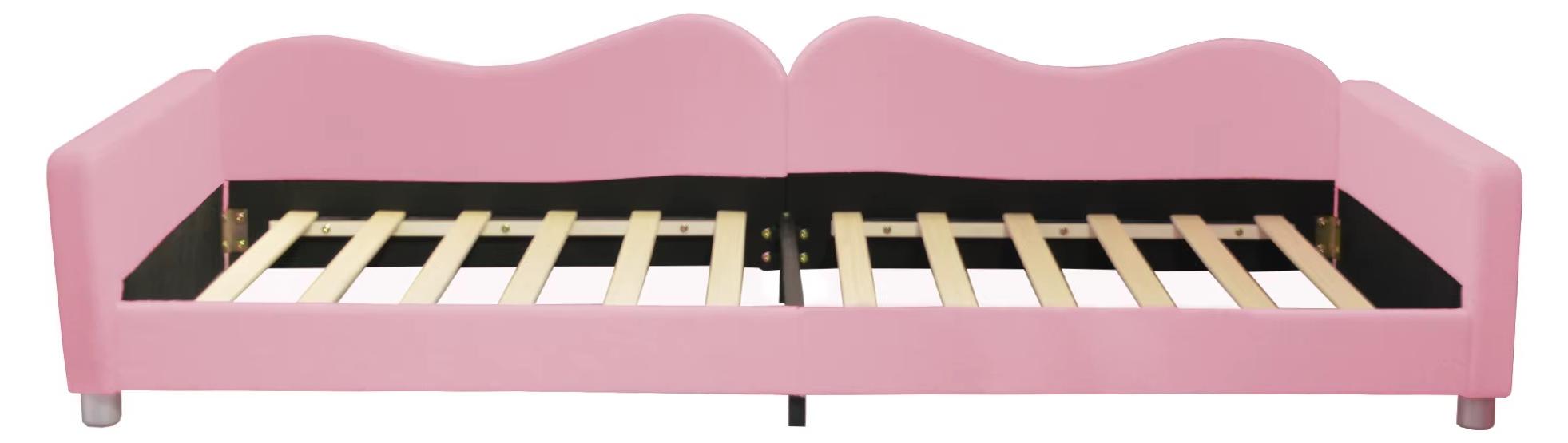 Kinderbett - Gepolsterte Schlafcouch 90 x 200 cm - Holzrahmen - Samtbezug - Rückenlehne und Armlehnen - Moderner Stil - Rosa