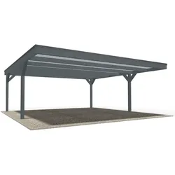 Carport aus Holz mit Flachdach in Anthrazit