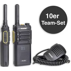 Maas Elektronik Team-Set PT-375 KEP-360-K 150114 PMR-Handfunkgerät 10er Set, Walkie Talkie, Schwarz