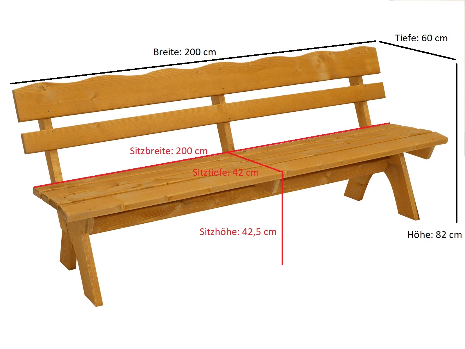 TPFGarden GARTENBANK Drieburg 4-Sitzer 200cm aus Kiefer massiv