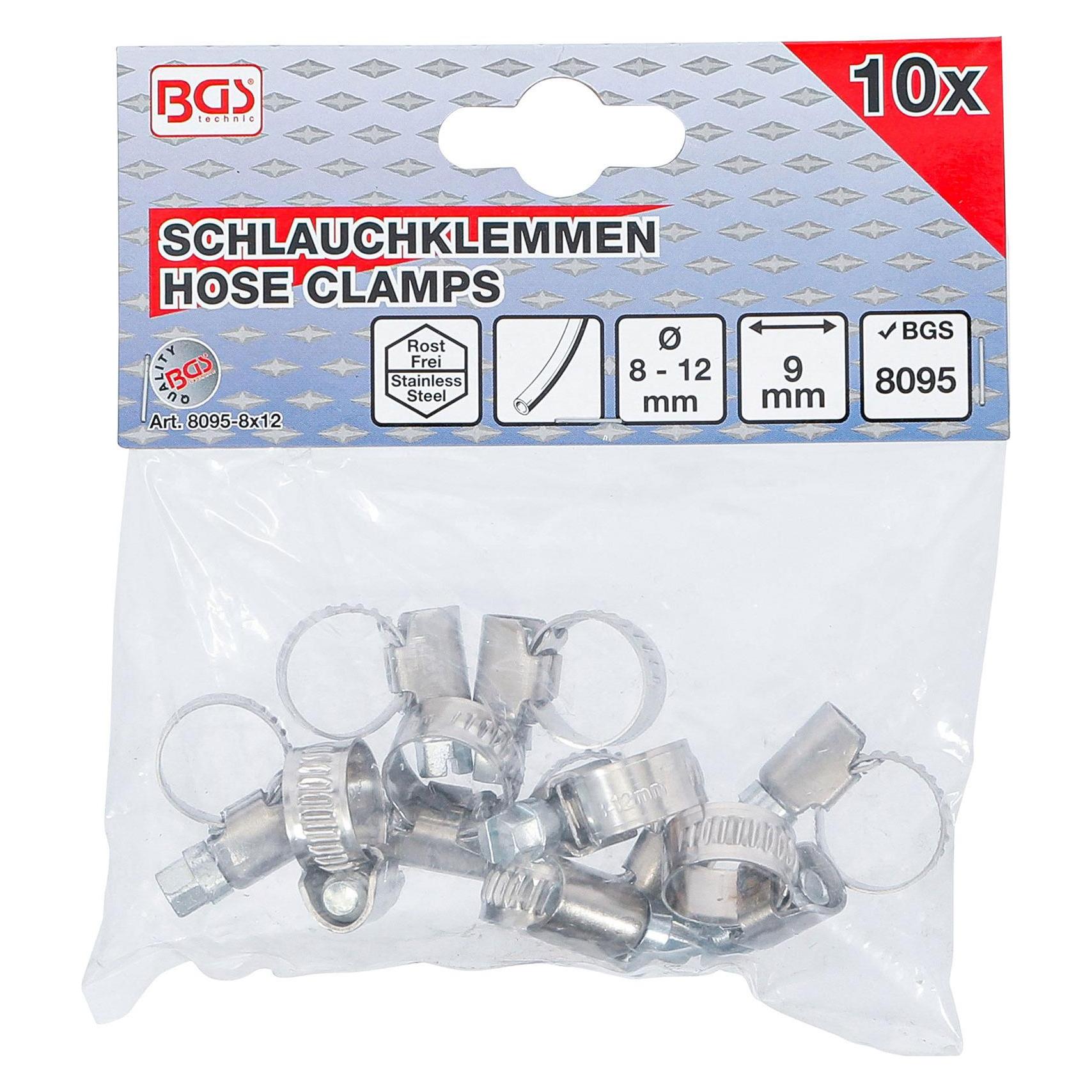 BGS Schlauchklemmen rostfrei 8 x 12 mm 10-tlg. (Schlauchschelle, 12 mm) (8095-8x12)