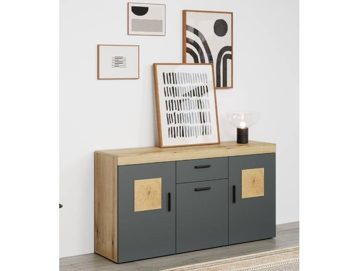 Sideboard Tyler , grau / Coast Evoke Eiche