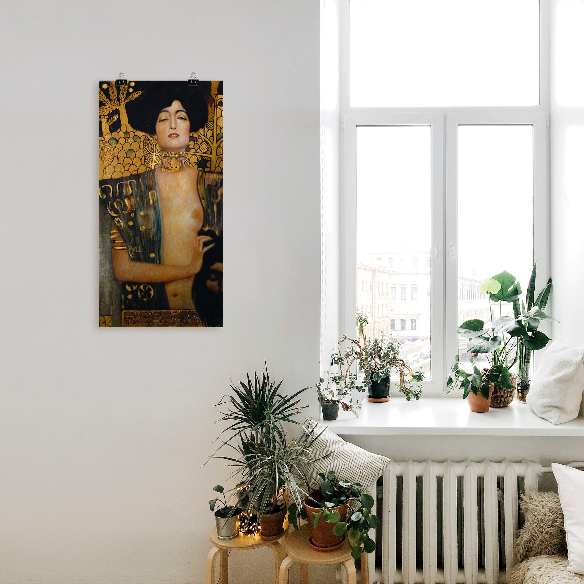 Poster ARTLAND "Judith I., 1901", gelb (farbe bild(er): gelb), B:50cm H:100cm, Bilder, Poster, ohne Rahmen farbe bild(er): gelb B/H/T: 50cm x 100cm, Poster Frau Hochformat, 1 Stk.