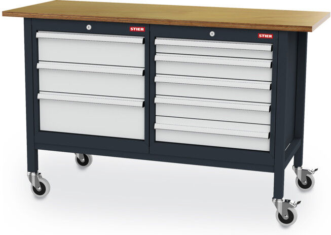 Etabli bureau STIER avec 8 tiroirs lxPxH 1500x600x960 mm (903975)