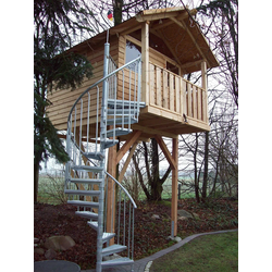 Treba Frewa Spindeltreppe Arizona 160cm Spindel Nenndurchmesser 190 - 220cm Geschosshöhe mit 10 Steigungen und Aluminium Handlauf