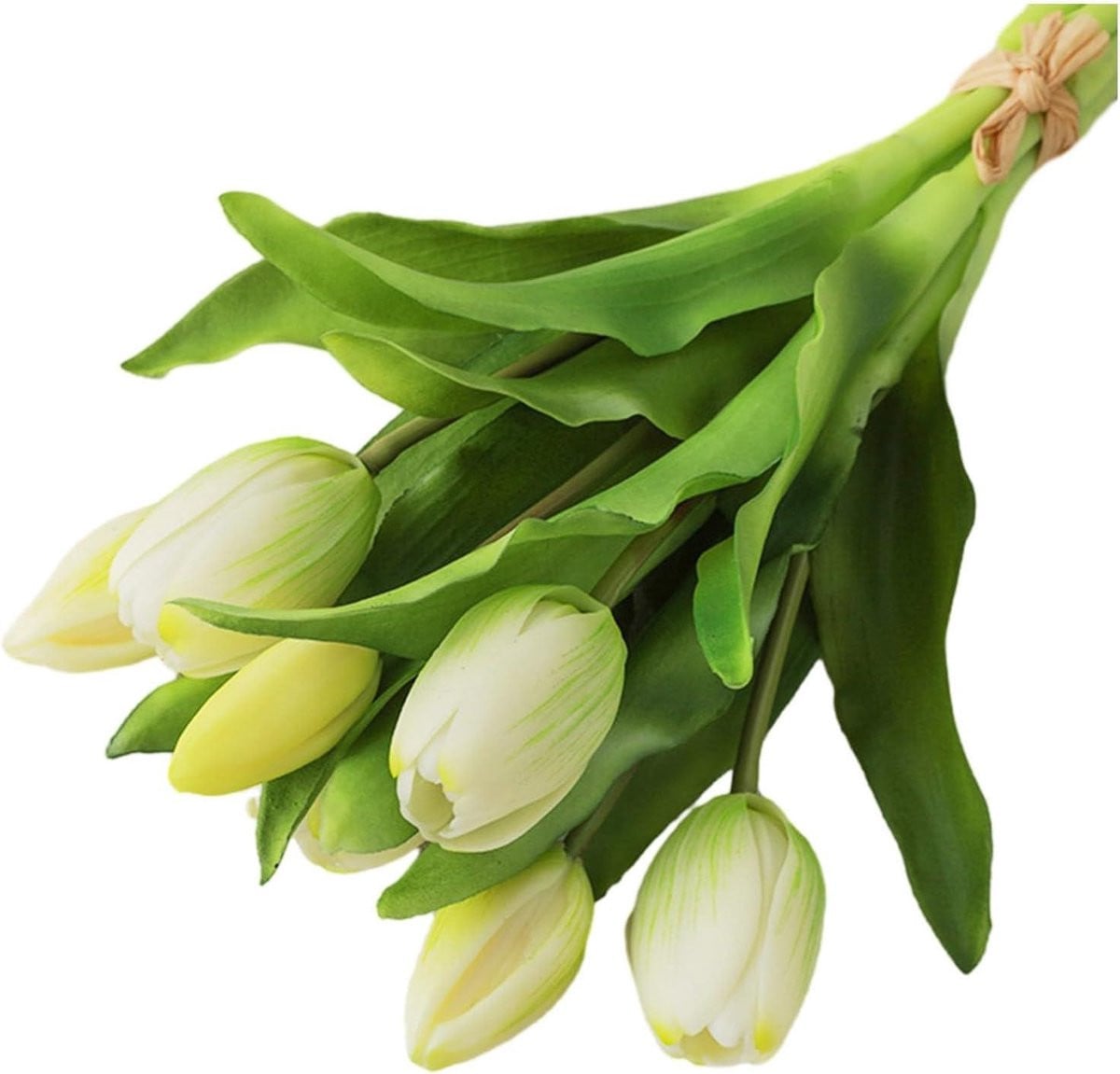Kunsttulpen Boeket met 7 Bloemen in Wit Groen voor Decoratie
