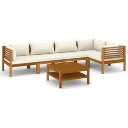 Helloshop26 - Gartenmöbel-Set 6-teilig mit cremefarbenen Kissen massives Akazienholz 02_0016625