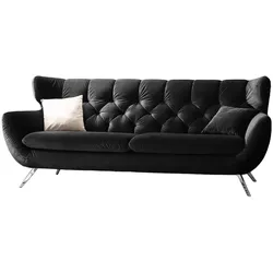 KAWOLA Sofa CHARME 2,5-Sitzer Velvet schwarz
