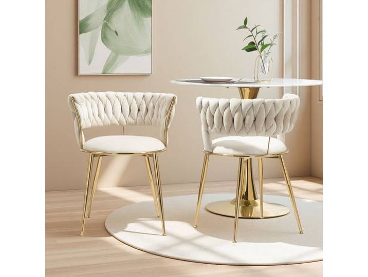 Chaises de Salle a Manger en Velours Blanc - Confort et Elegance