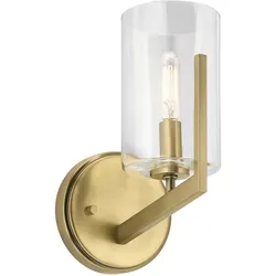 Wandlampe Wandleuchte Flurlampe Schlafzimmerleuchte Messing Glas klar H 24,5 cm