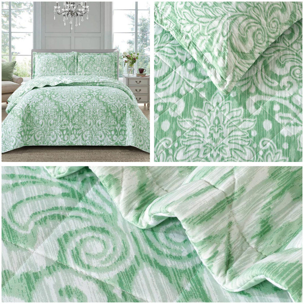 Latitude Vive Cammeron Floral Bedspread with Pillowcases Green Double