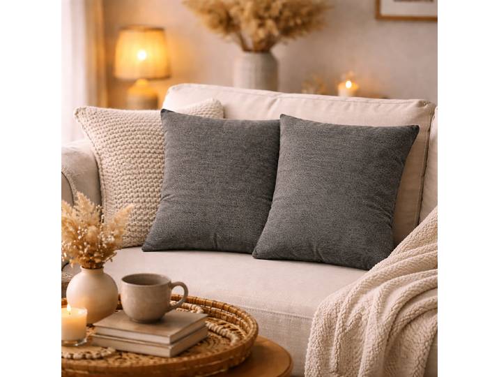 Coussin décoratif Elmer ensemble de 2 Gris/Gris 40 x 40cm Polyester