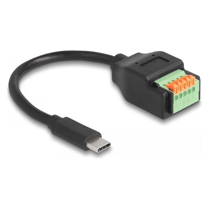 Delock USB 2.0 Kabel USB Type-C Stecker zu Terminalblock Adapter mit Drucktaster 15 cm (0.15 m, USB 2.0) (66066)
