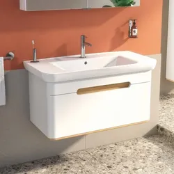 VitrA Sento Waschtisch-Unterschrank 60814 98 x 48,5 x 50 cm, Weiß Matt, Dekor, Überlaufloch, Hahnloch mittig