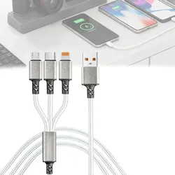 3in1 Universal USB-Schnellladekabel, 25 W, Micro-USB, USB Typ C & Lightning, 120 cm, für iPhones, Samsung, Pixel, Huawei, Powerbanks, Kameras