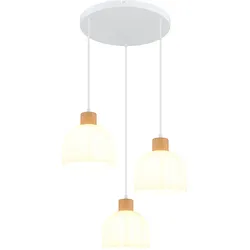 Pendelleuchte Hängelampe Deckenleuchte weiß Glas höhenverstellbar D 130 cm
