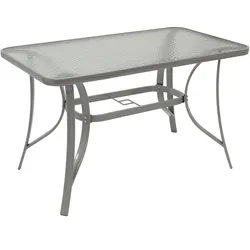 Gartentisch 120x70cm, Metall grau + Glas