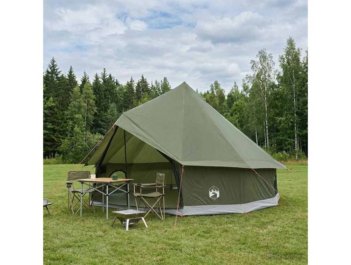 vidaXL Tipi Zelt 6 Personen Armeegrün Polyester und Stahl