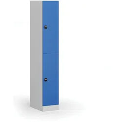 Schließfachschrank S1, 2 Fächer, 1850 x 300 x 500 mm, RFID-Schloss, blaue Tür