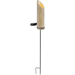 Steckleuchte Bambus Solarleuchte Erdspieß Bambuslampe Solar, Dekor-Stanzungen, grün, LED warmweiß, DxH 12x79,5 cm