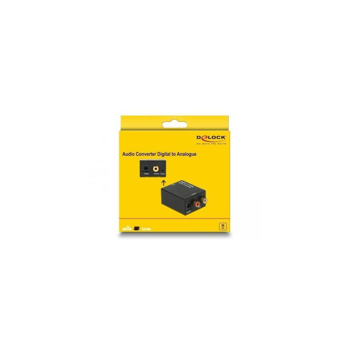 Delock 62444 Audio Adapter met 1x Toslink S/PDIF, 1x Coaxiaal S/PDIF en 2x RCA, Vrouw/Vrouw
