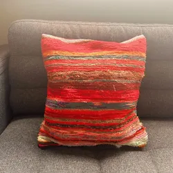 Rag Rug Cushion Covers - 40x40cm - Rich Reds