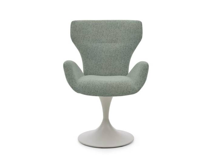 Musterring JustB! SP150 Schalensessel - in verschiedenen Bezugs-und Gestellvarianten - Bouclé Elegant wish aqua - Tulpenfuß Metall Lack seidengrau - ohne Funktio Drehfunktion, Rückholfunktion Modern, Skandinavisch
